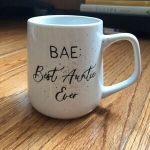 “BAE: Best Auntie Ever" Printed White Ceramic Mug NWT